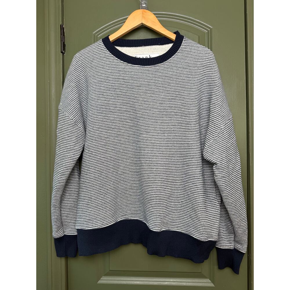 NWOT Frank & Eileen Ribbed Knit Pullover Sweatshirt Navy White Stripe Medium